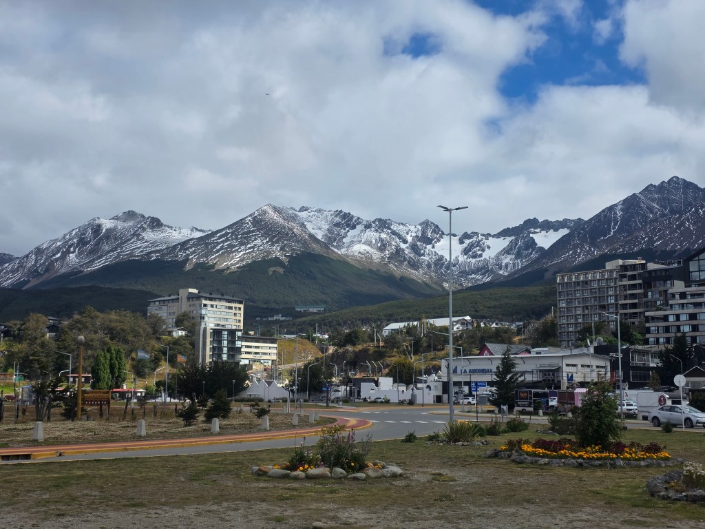 A view of Ushuaia looking towards the Martial Mountains which form part of the Andes mountain chain.