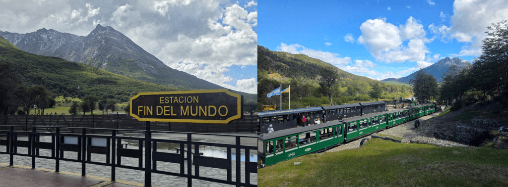 (L) The station at the End of the World
(R) The view of the station midway along the line